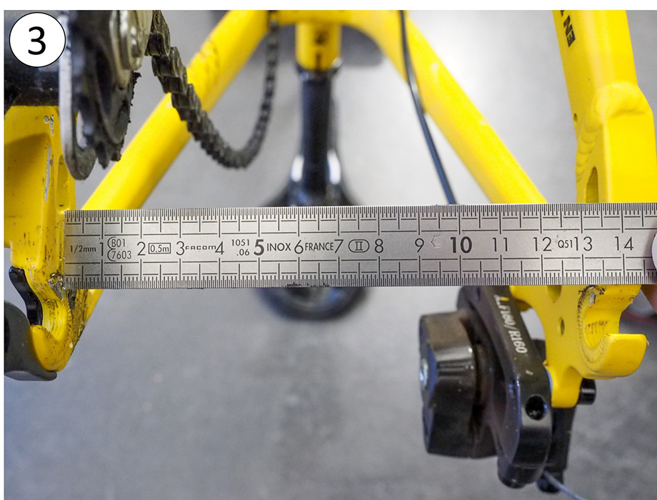 Cadre vélo standard : Mesure de l'entraxe intérieur